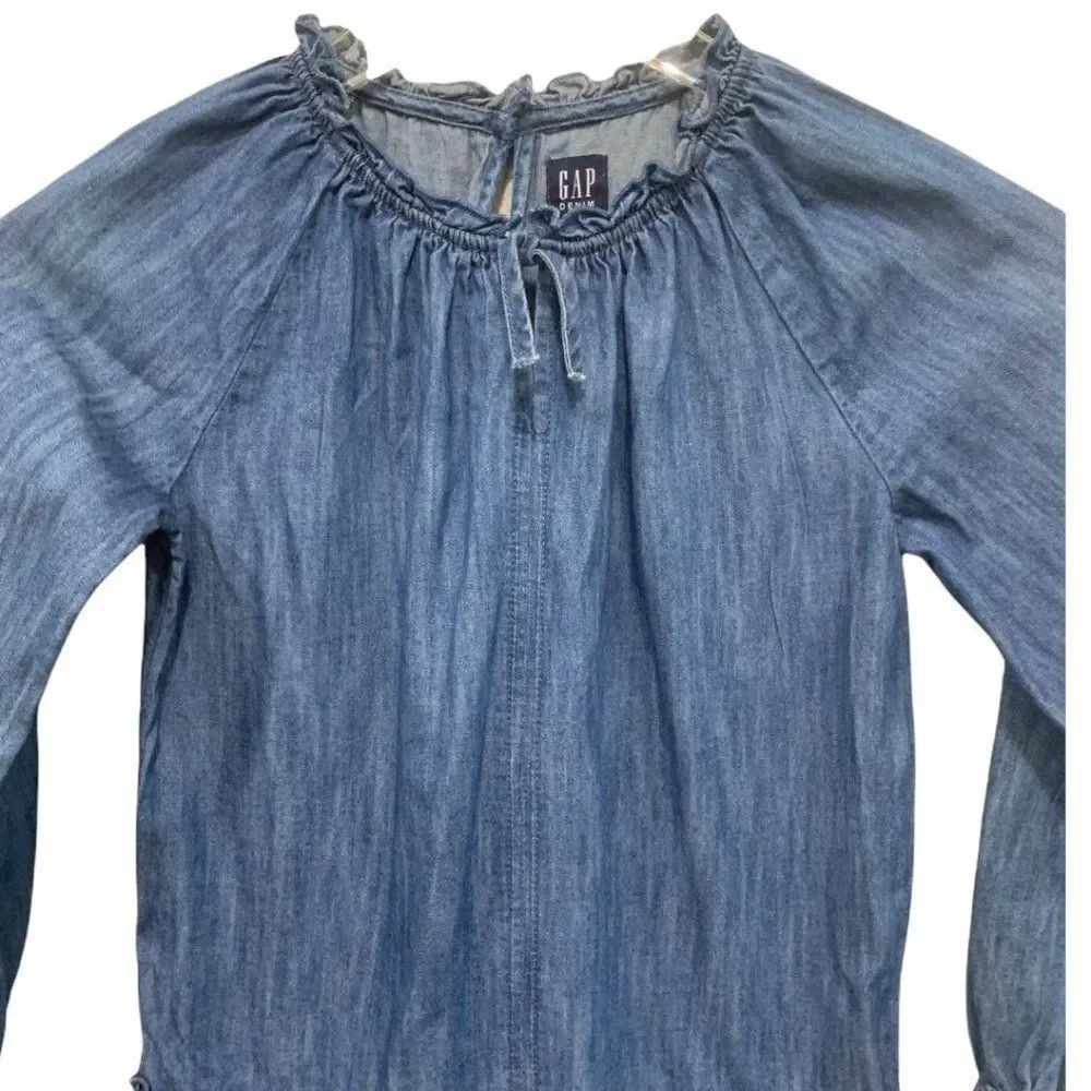 Gap Girls‎ Size M Denim Dress Cotton Dark Indigo Drop Waist